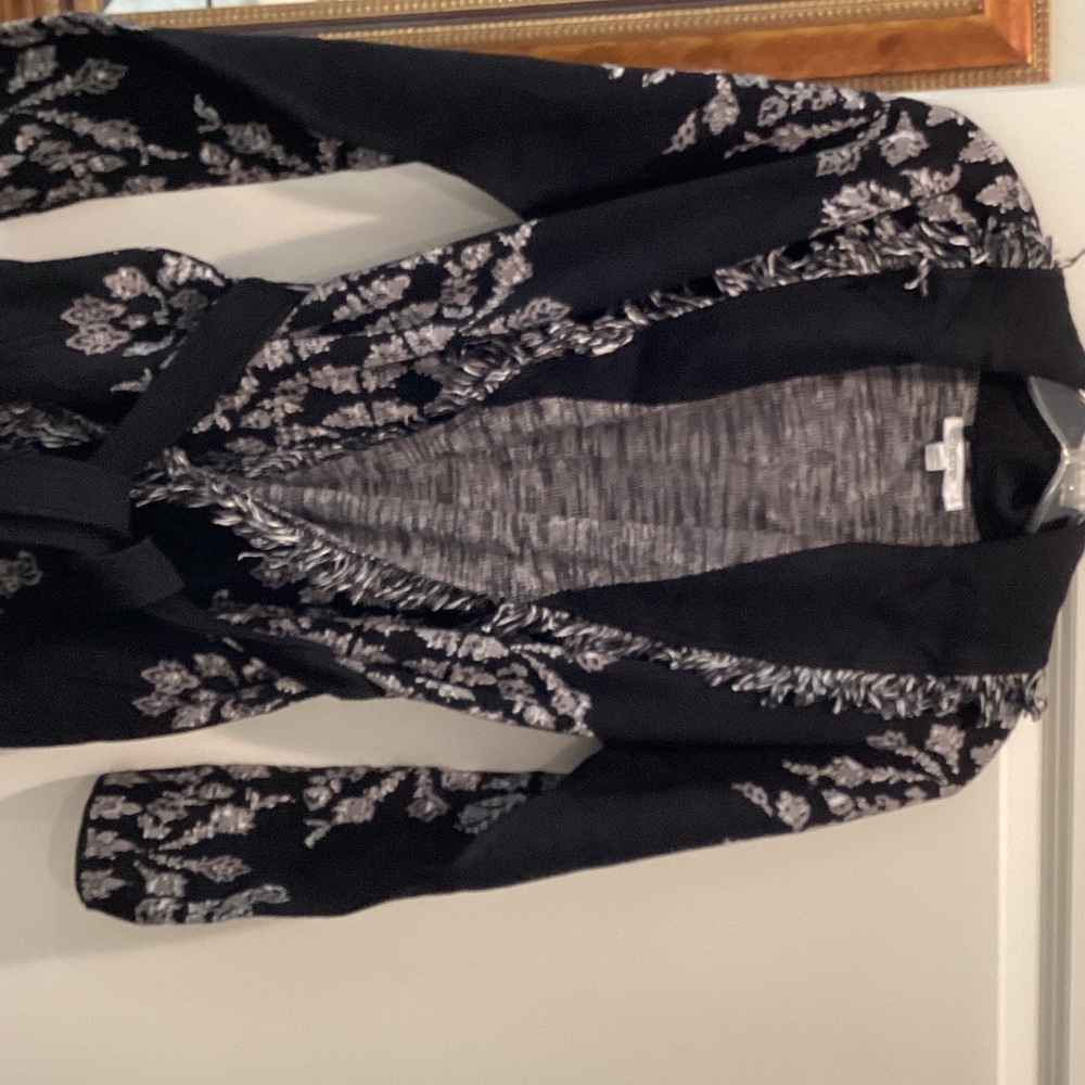 Chico's Black and White Floral Blazer
